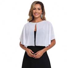 Women's Soft Chiffon Capelets Shawls And Wraps For Evening Wedding Cape Bole Cover Up{"Color_name":"Ivory"} - Gading - View 3