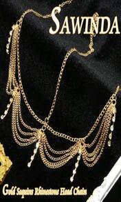 SAWINDA Gold Rhinestone Head Chain Jewelry Halloween Prom Boho Headpiece For Women Goddess Bride Wedding Hair Jewelry Egyptian Hair Chain Layered Festival Outfits 1920 Accessories - 白色 - 查看 2