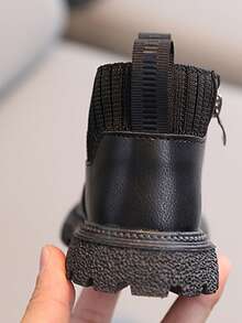 儿童/幼儿时尚软底防短靴，男女通用英式靴子 - 黑色 - 查看 4