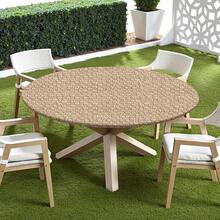 Water-Resistant Round Tablecloth With Elastic Edge For 40-44" Tables - Daily-beige Weave - View 7