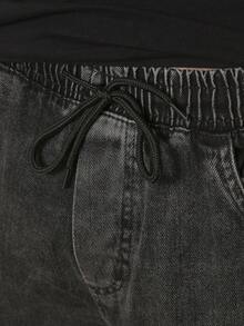 New Model Men's Cargo Pants Black Washed Faded Original Straight Loose Jeans With 8 Pockets - smoke gray - View 4