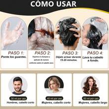 Shampoo 3 en 1 para Canas - Champú Colorante Negro con Ingredientes Herbales, 500ml, Fragancia de Romero para Adultos de Todos Tipos de Cabello - Negro - Ver 5
