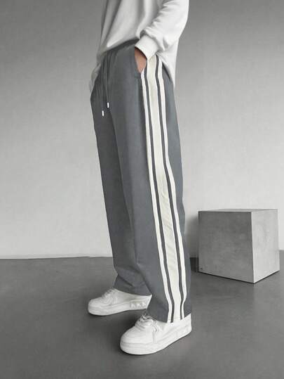 1 قطعة بنطلون رجالي مريح وفضفاض، مناسب للتنقل اليومي، التدريب الرياضي، الجري، الخارج، المشي لمسافات طويلة، اللياقة البدنية، الجري، بتصميم شارع مرتاح، ساق مستقيمة، للربيع/الخريف