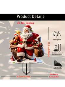 Estaca de jardín de Papá Noel de acrílico 2D con barba blanca - Mejor decoración navideña para el patio, sin batería, decoración navideña para el jardín - Multicolor - Ver 17