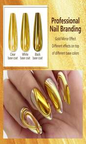 Holographic Mirror Gold Nail Chrome Powder Effect Metallic Dust Sequins UV Gel Gold Chrome Nail Powder Pigment For Nail Art Decoration, Gold Chrome Powder For Nails - MàuE - Xem 2