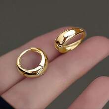 [Low Allergy] French Stainless Steel Hook Earrings |    Golden Plated |     Low Allergy, Fade Resistant, Comfortable |     Women's Earrings |     Daily Wear Or Parties |     Simple And Elegant - 金色 - 查看 1