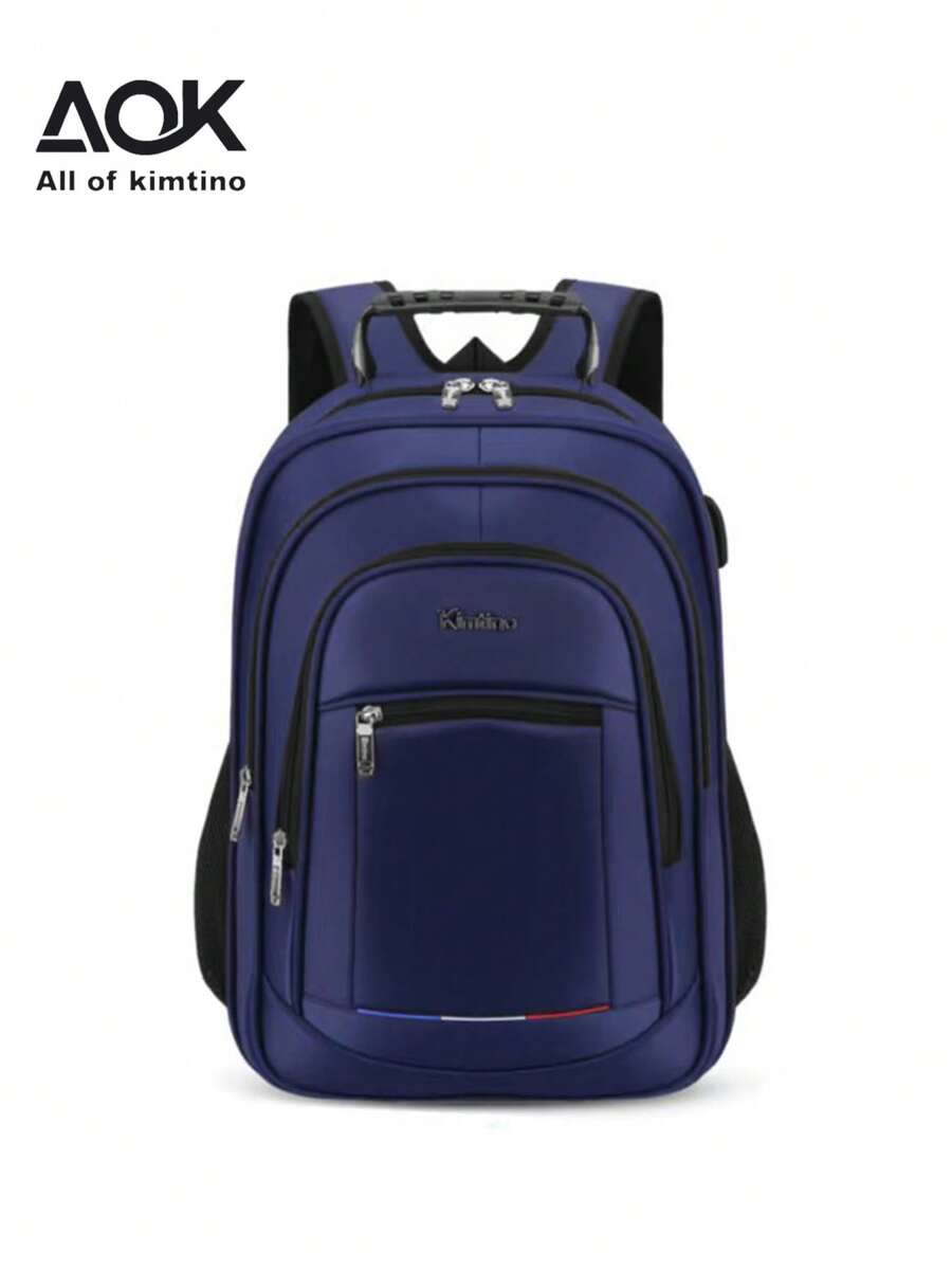 Mochila Unissex Resistente Água Impermeável Cabo de Aço Reforçado para Viagem Escolar Social Elegantes Ótima Promoção Envio Modelo Aleatório - Azul Marinho - View 1