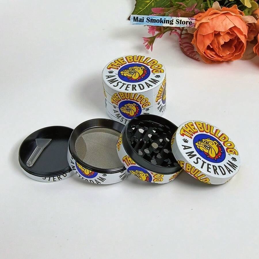 2inch 50mm White Dog Herb Grinder Zinc Alloy Mortar Grass Grinder Mushroom Tobacco Manual Pestle 4-Layers Mill Metal Crusher Cigarette Cigar Tools Smoking Accessories Gift