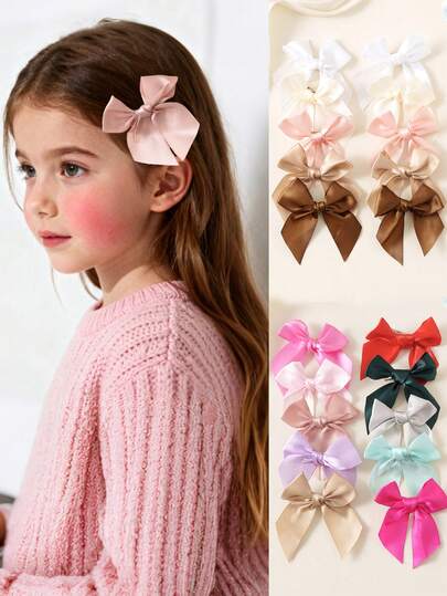 10 piezas de Pinzas para el cabello con moño de colores, accesorios de moda minimalistas para el cabello para uso diario