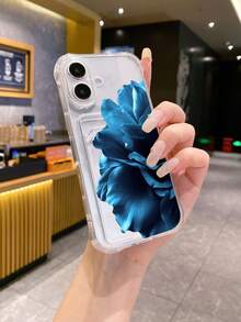 1pc White Shockproof TPU Phone Case With Dried Flower & Fruit Elements, Compatible With IPhone, Android, OPPO Phones