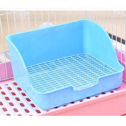 宠物兔砂盆，防溅尿盆，适用于雪貂、豚鼠、兔子、龙猫，方形砂盆，带钢丝/塑料底网