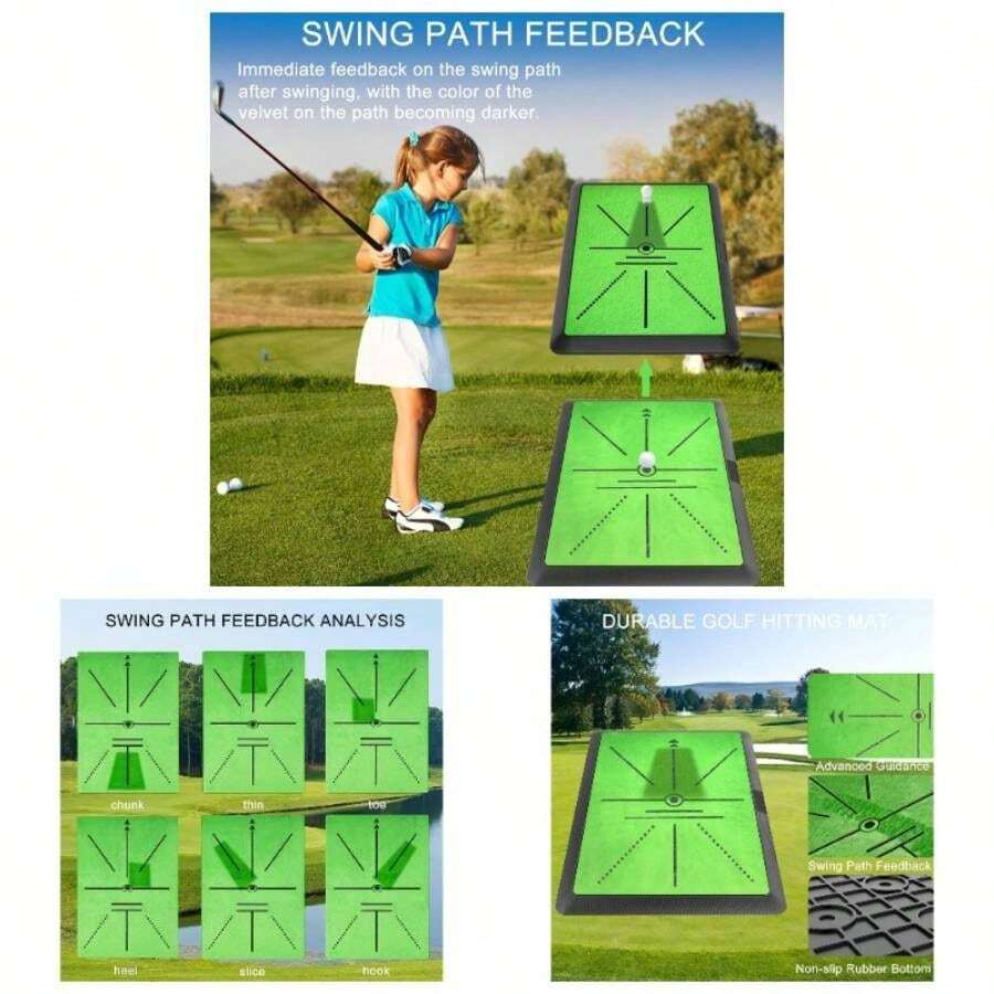 Hitting, Practice Training Chipping Show Swing Feedback, Swing Training Turf Indoor And Outdoor Use - 高爾夫球擊球墊 - 查看 1