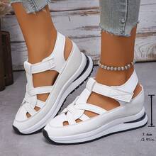 Women's Breathable Wedge Sports Sandals, Casual Shoes With Hidden Heel For Spring, Summer, Fall, Daily Wear, Commuting, Shopping - White - View 3