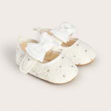 0-1岁婴儿公主鞋，女童春秋宝鞋，防滑学步鞋，蝴蝶结可爱软底 - 白色 - 查看 7