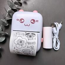 Portable Thermal Pocket Printer, Inkless Wireless Receipt Mini Printer For Wireless Sticker Label Printing, Learning Notes Photo Printers For Scrapbooking Log Sticky Labels, Mini Portable Printer, Wireless Smart Sleeveless Thermal Printer For Journals/DIY Scrapbooks/Travel/Notes/List/Memo, Receipt Printer - Multicolor - View 2