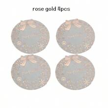 4/6PCS Creative Christmas Western Style Table Mat, Household Desktop Circular Waterproof And Heat-Resistant Table Mat, Hot Stamping Table Mat And Thermal Insulation Mat - Multicolor - View 11