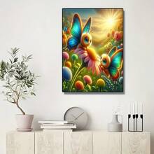 1 pieza Pintura de diamantes con mariposa de dibujos animados DIY, bordado de strass, decoración de pared para dormitorio, sala de estar, decoraciones de Navidad y Halloween