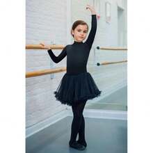 YgneeDom Kids Girls One Piece Spandex Unitards, Long Sleeve Turtleneck Unitard, Full Body Catsuit, Dance Leotard Costumes{"Color_name":"Black","Size_name":"X-Smal"} - Black - 查看 3