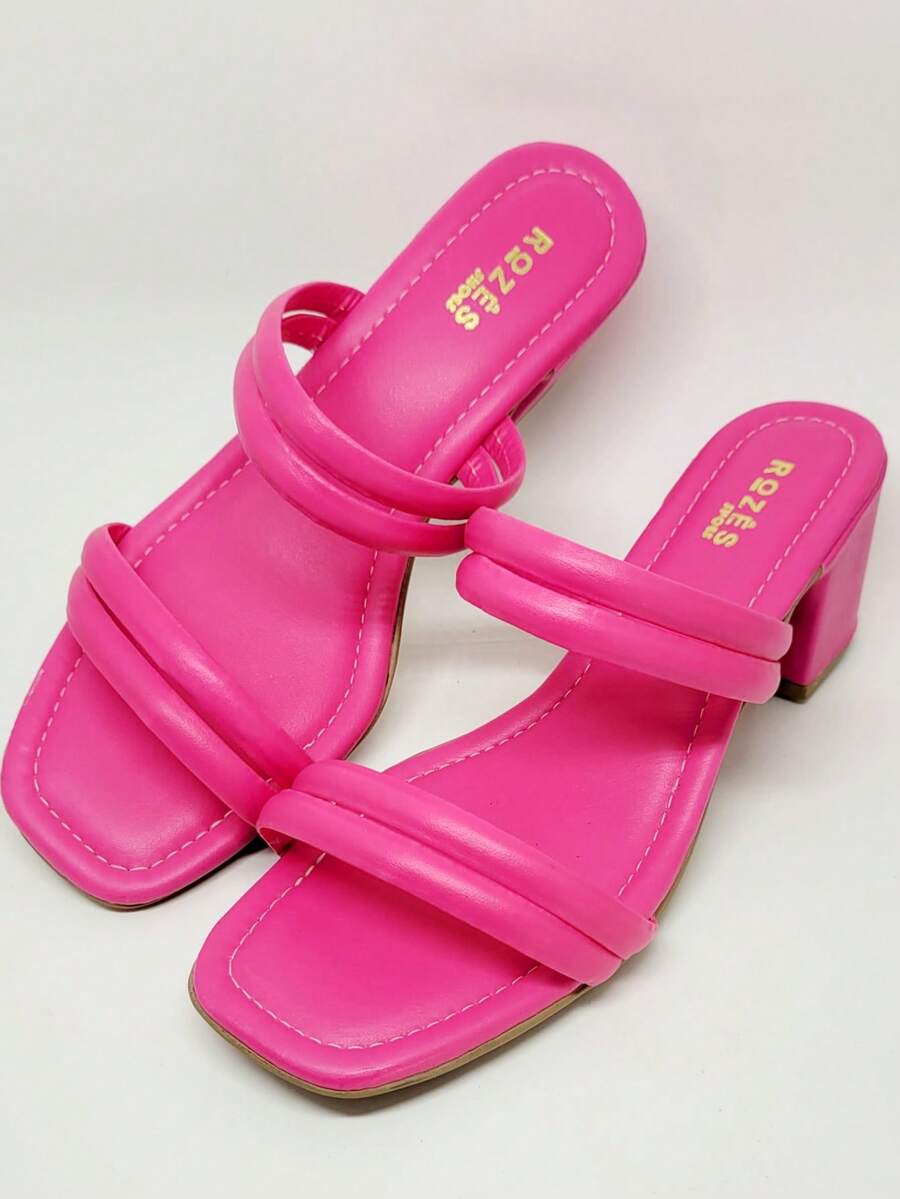 Women's Clog Sandal With Comfortable Medium Heel - 玫紅色 - 查看 1