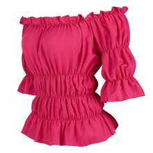Womens Tops And Blouses Victorian Pirate Skirt Costumes Steampunk Plus Size Renaissance Shirt{"Size_name":"X-Small","Color_name":"Rose"} - rose - 查看 3