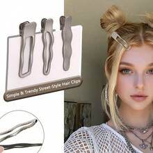 2pcs Metal Texture Hair Clips Set, Side Bangs Clips, Decorative Hair Accessories, Daily Wear, Makeup Essential, Hip Hop Y2K Chic, Minimalist Hair Clips