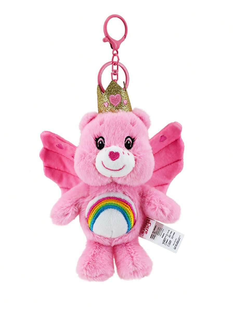 Care Bears 15cm Butterfly Wings Plush Keychain Squeaky BB Sound Cartoon Bear Bag Charm Stuffed Pendant Backpack Decor For Fans