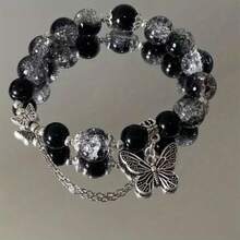 A Lady's Glass Beaded Black Metal Bracelet Bracelet Beaded Bracelet - một miếng - Xem 3
