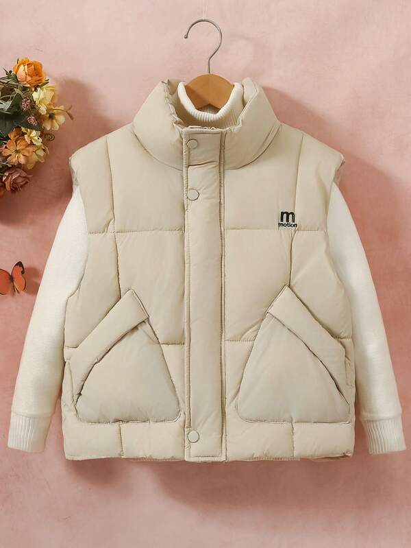 Veste décontractée ample avec imprimé lettres pour adolescentes