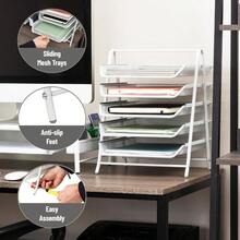 Mind Reader Desk Organizer With 3 Sliding Trays For Letters Documents Mail Files Paper 5 Tier White - 5TierWhite - View 4