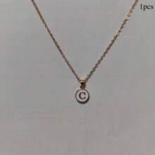 Gold Exquisite Stainless Steel Shell Letter Pendant Necklace, Optional From A-Z, Round Head Pendant Necklace With Waterproof Collarbone Chain, Suitable For Daily Wear