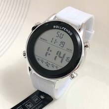 Men's Electronic Watch Thin Digital Watch Waterproof Bezel Night Light - Blanco - Ver 6