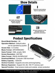 1台4.3英寸屏幕掌上游戏机，FC高清卡，GBA模拟器，双摇杆，口袋街机，经典复古电子玩具，迷你怀旧摇杆，彩色显示屏，内置10000款游戏，支持电视连接，支持音乐/视频/照片播放 - 彩色 - 查看 3