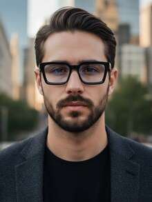 Men's Square Frame Blue Light Blocking Glasses, Suitable For Casual, Office And Party Accessories - 彩色 - 查看 2