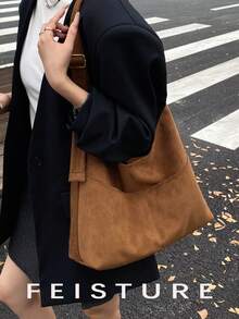 1pc Suede Underarm Bag Women's One Shoulder Messenger Bag (With Small Bag), Suitable For Girls, Ladies, College Students, Young Professionals, Great For Work, Business, Commuting, School - Brown - View 5