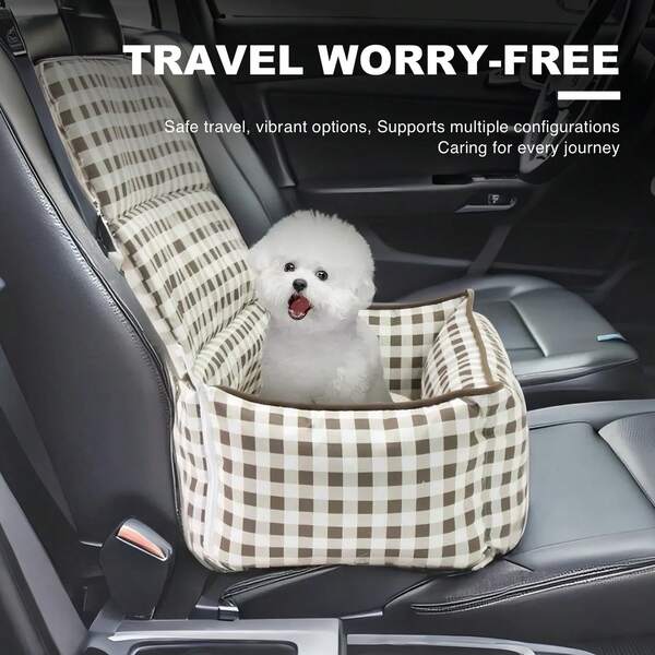 HAZOOWILL Asiento de coche para perros 2 en 1, portátil y desmontable, elevador de viaje para perros y gatos pequeños, cama convertible suave con diseño de verano transpirable, correa y hebilla ajustables, se adapta a los asientos delanteros y traseros