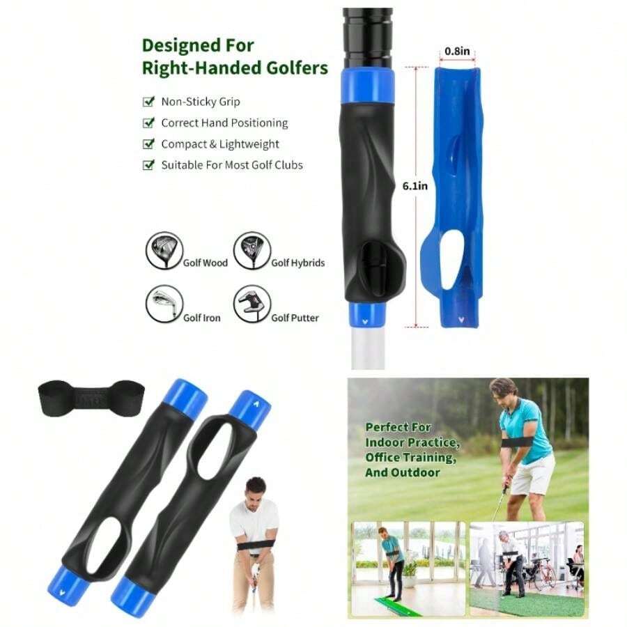 Swing Trainer Grip Trainer Set, Training Aid Improving Swing Technique And Grip Position, Beginners And Professionals - Xanh lam, Đen - Xem 1