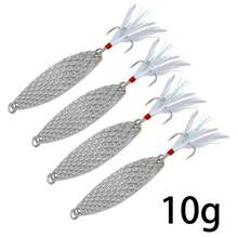 2/4pcs Fish-Scale Pattern Red Dot Metal Spinner Spoon Fishing Lure Silver/Gold Metal Bait Bass Bait Feather Hook