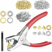 Kit de Ojales Metlicos 803 Piezas, Alicates de Perforacin de 1/4 pulg, Ojales con Arandelas en Color Oro y Plata, Kit para Manualidades, Prensa de Mano - oro/plata - Ver 2