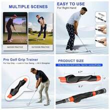 Grip Trainer, Grip Trainer Clubs - Right Hand Training Aid With Design, Corrects Grip Posture And Improves Swing Accuracy - màu đỏ cam - Xem 2