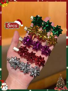 Bộ 5 phụ kiện tóc Giáng sinh thời trang, thanh lịch, dễ thương, lấp lánh dành cho nữ, kẹp tóc hình ngôi sao, đồ trang trí Giáng sinh, phụ kiện dự tiệc, hóa trang, kẹp tóc nữ, quà tặng Giáng sinh. - Nhiều màu - Xem 3