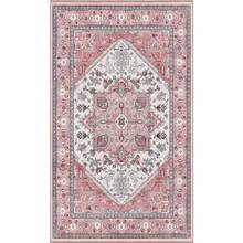 Soft Neutral Area Rugs 5x7, Washable Rug With Non Slip Backing, 5 X 7 Faux Cashmere Low-Pile Carpet, Cream White & Blue & Light Brown,  2025 Design - Pink - View 8