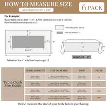 6 Pack White Rectangle Tablecloths – Polyester Table Covers In 6 Sizes (60x84, 60x102, 60x126, 90x132, 90x156) – Washable, Wrinkle-Free & Stain-Resistant Fabric Table Cloths For 6ft & 8ft Tables, Wedding, Party, Banquet, Dining - màu đen - Xem 2
