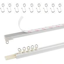 TYRON Adhesive Curtain Track Ceiling Or Wall Mount 128" 10.7 FT Ceiling Track Room Divider Self Adhesive Curtain Rod No Drill Screws Or Tools Curtain Hangers No Damage