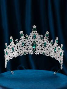 1 pièce Bandeau de mariée de luxe avec décoration de strass en forme de couronne pour femmes. Tiare royale élégante pour mariage. Accessoire de la Saint-Valentin - Doré - Voir 14