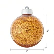Holiday Time Light - Up Clear With Gold Flakes Plastic Christmas Ornament (3 - Pack), 3.1" Each