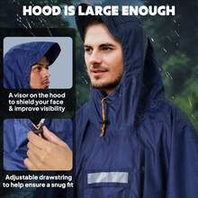 Anyoo - Poncho impermeable para la lluvia, ligero, reutilizable, para senderismo, con capucha, para actividades al aire libre - Negro F - Ver 3