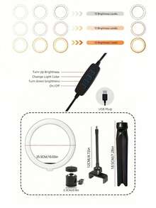 10-Zoll Selfie Ringlicht, Füllicht, Fotografie Licht mit Handyhalterung, drehbares Stativ und einstellbare 3-Farben Beleuchtung - USB betrieben, 126 LED Perlen, 360° flexibler Schwanenhals, Stativ und Handyhalter, USB betrieben (Batterie nicht enthalten). Ideal für Selfies, Videoaufnahmen, Vlogging, Livestreaming, Fotografie und Make-up.