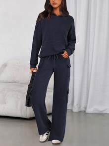 PRETTYGARDEN Women's  Spring Fall  Sweatsuits 2 Piece Sets  Outfits Lounge Matching Hoodie Set Travel Going Out Outfits Track Suits Winter Clothes New Years Valentine Vacation Outfits For Women Sweatsuit Set Women - 藏蓝色 - 查看 1