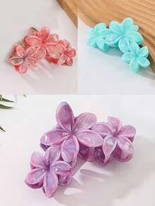 3pcs 10cm/3.94in Pink, White, Blue Large Square Water Wave Women Hair Clips, High Quality Elegant Minimalist Ombre Hair Accessories Suitable For Daily, Casual, Party, Work, Vacation, Face Washing, Makeup, Outfit Matching, All Seasons