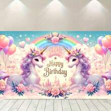 1 pieza Pancarta de poliéster con lindo diseño de animales, ideal para decoración de fiesta de cumpleaños y como accesorio de fotografía